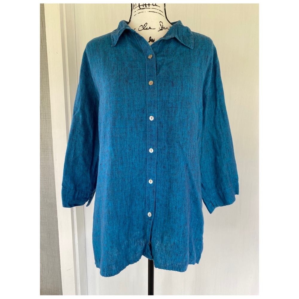 CHICO' S 3/4 sleeve button down shirt 100% linen